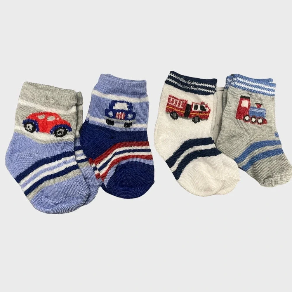 Baby Boy Cars, Train , and Fire Truck socks 6-12 Month